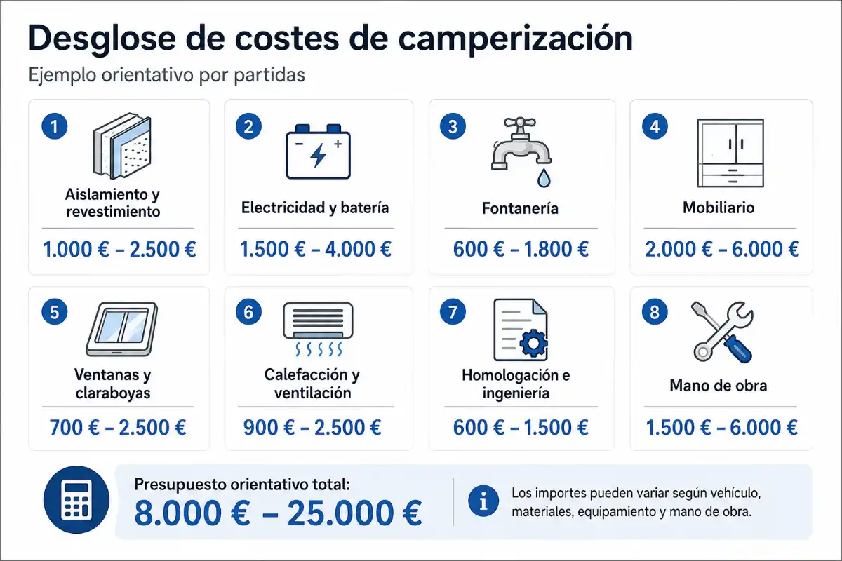 ¿Cuánto cuesta camperizar una furgoneta de principio a fin? 3 Infografía proceso de homologación de cuanto cuesta camperizar furgoneta