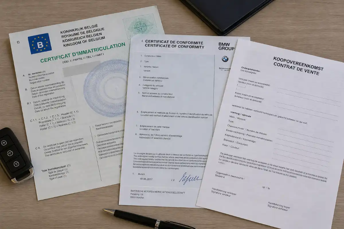 Bélgica 2 Documentación de importación: Certificado de immatriculation belga, CoC y contrato matricular coche extranjero belgica