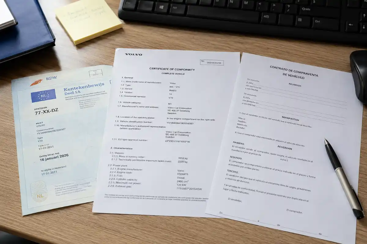 Holanda 2 Documentación de importación: Kentekenbewijs holandés, CoC y contrato de compraventa matricular coche extranjero holanda