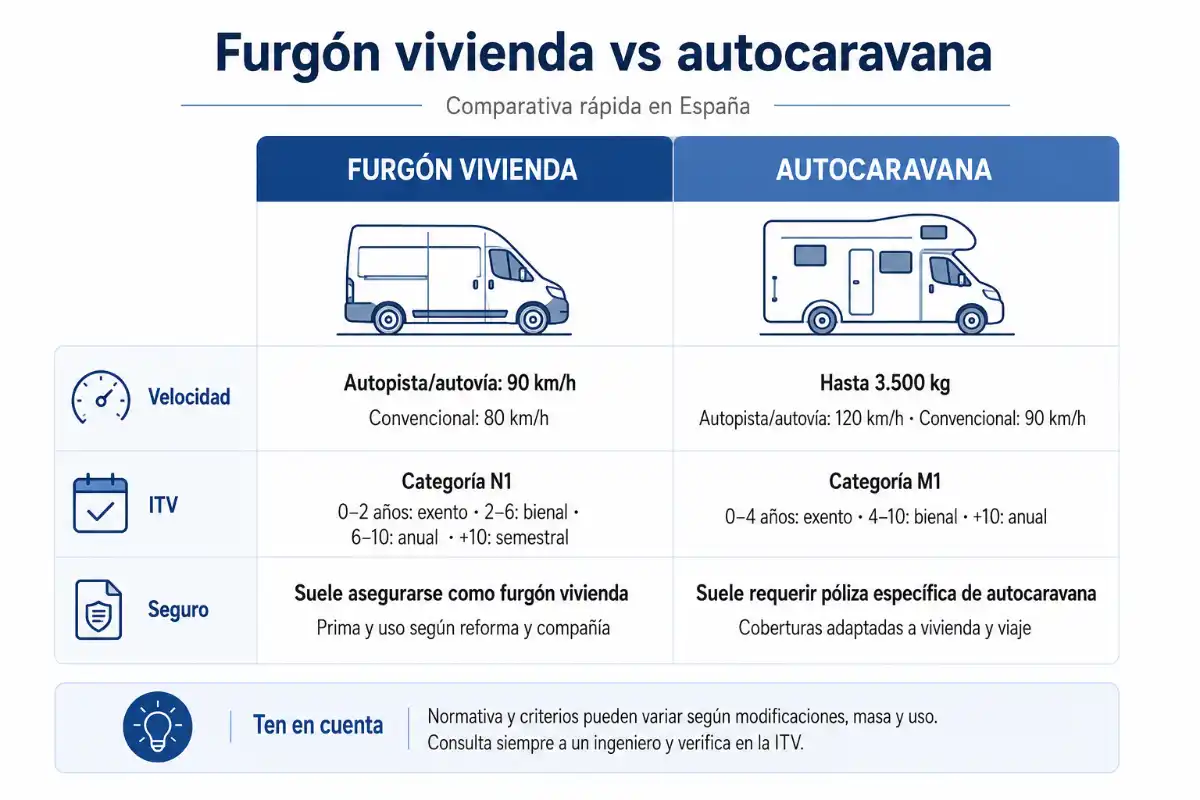 Normativa de campers: clasificación M1 y vivienda 3 Infografía proceso de homologación según la normativa camper m1