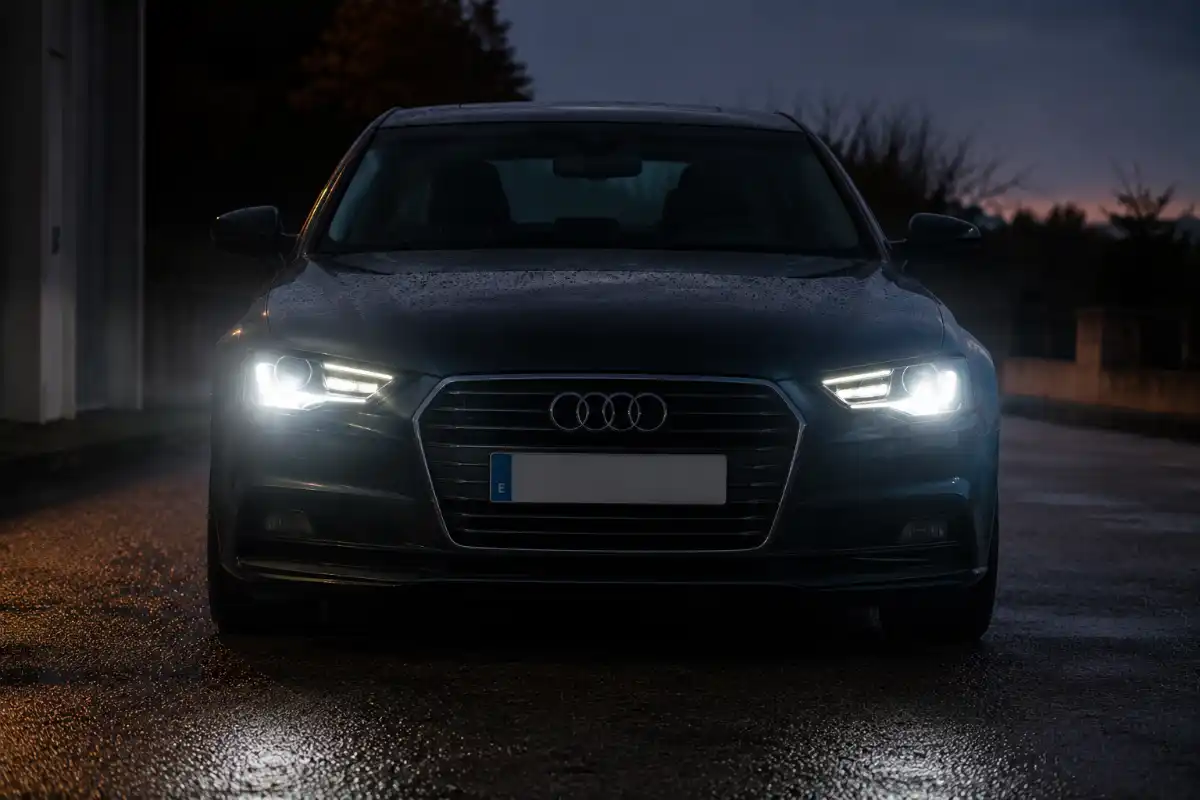 Luces 2 Faros LED de coche encendidos en la oscuridad en vista frontal reformas luces