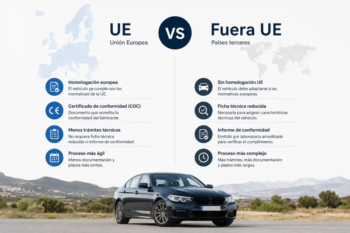 Requisitos para matricular un coche extranjero en España 4 Mapa conceptual UE vs fuera UE las diferencias en requisitos de matriculación y de los requisitos matricular coche extranjero